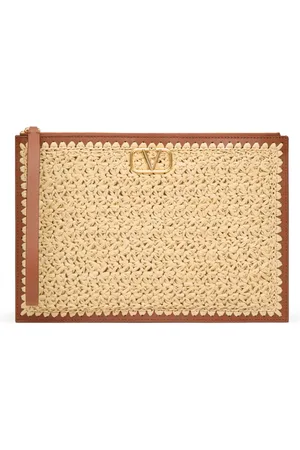 VALENTINO GARAVANI VLogo Signature Clutch aus Bast