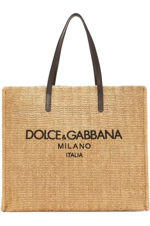 Dolce & Gabbana Shopper aus Bast mit Logo-Stickerei
