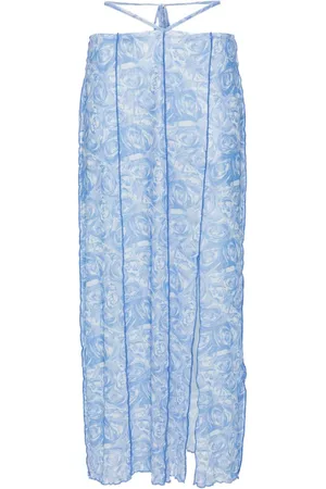 Baum und Pferdgarten Transparenter Midirock mit Rosen-Print