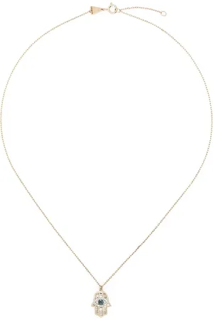 Adina Reyter 14kt Hamsa Gelbgoldhalskette mit Diamanten