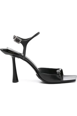 BENEDETTA BRUZZICHES Metallic-Sandalen mit Kristallschnalle