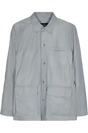 MAN ON THE BOON. Lederjacke mit Druckknöpfen