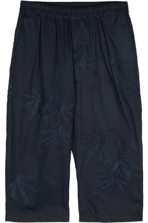 BY WALID Cropped-Hose mit Blumenstickerei
