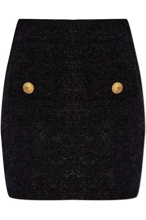 Balmain Boucle-Minirock mit hohem Bund