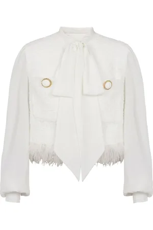 Balmain Tweed-Jacke mit Kontrasteinsatz
