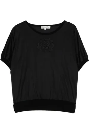 Dior T-Shirt mit Blumenstickerei