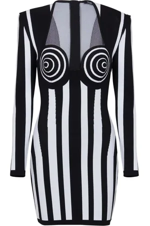 Balmain Gestreiftes Strickkleid