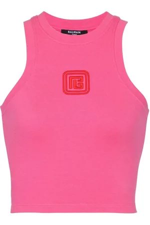 Balmain Cropped-Tanktop mit Logo-Stickerei