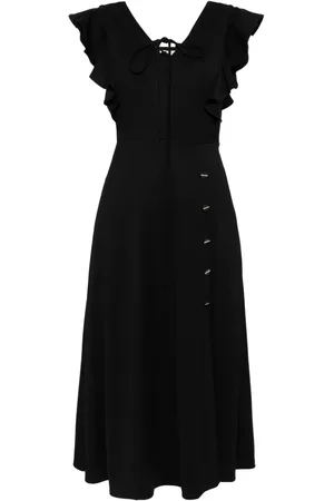 B+AB Gerüschtes Midikleid mit V-Ausschnitt