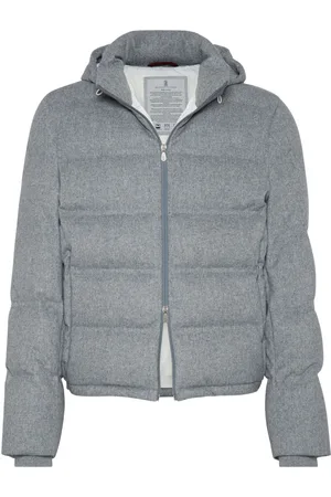 Brunello Cucinelli Gesteppte Daunenjacke mit Kapuze