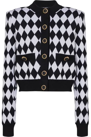 Balmain Cardigan mit Rauten-Intarsie