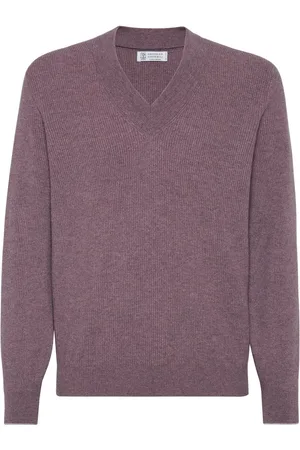 Brunello Cucinelli Pullover mit geripptem V-Ausschnitt