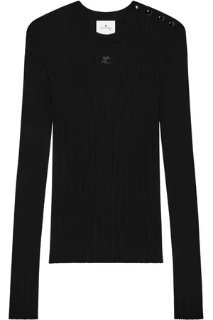 Courrèges Gerippter Pullover mit Logo-Stickerei