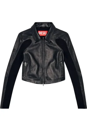 Diesel Lederjacke mit Kontrasteinsätzen