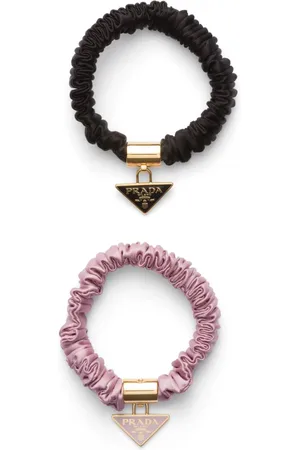 Prada Satin-Haargummi mit Logo-Anhänger (2er-Set)