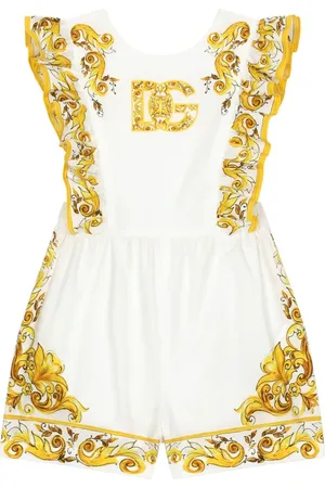 Dolce & Gabbana Kurzer Strampler mit Majolica-Print