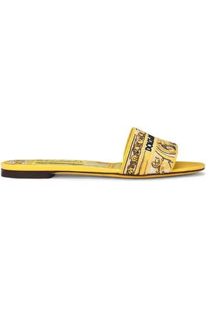 Dolce & Gabbana Bianca Pantoletten mit Majolica-Muster