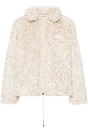 Marni Jacke aus Faux Shearling mit Logo-Patch