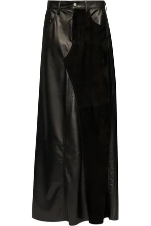 Maison Margiela Langer Lederrock mit Einsätzen