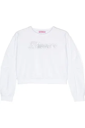 MISS BLUMARINE Sweatshirt mit Kristall-Logo