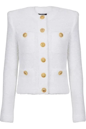 Balmain Miami Tweed-Jacke mit Logo-Knöpfen