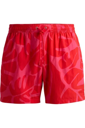 HUGO BOSS Badeshorts mit Blatt-Print
