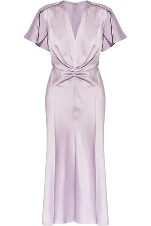 Victoria Beckham Gerafftes Midikleid aus Satin