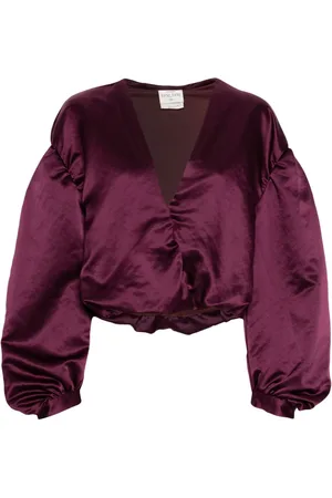 FORTE FORTE Cropped-Bluse mit V-Ausschnitt