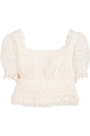 B+AB Cropped-Top mit Blumenspitze