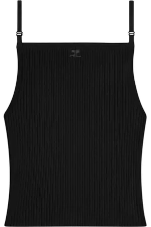 Courrèges Geripptes Trägershirt mit Logo