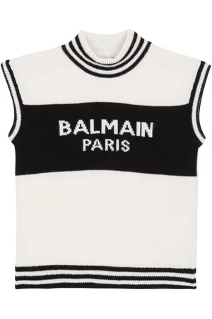 Balmain Gestricktes Oberteil mit Logo-Intarsie