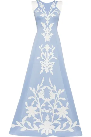 Saiid Kobeisy Neopren-Abendkleid mit Blumenstickerei