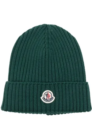 Moncler Gerippte Beanie mit Logo-Patch