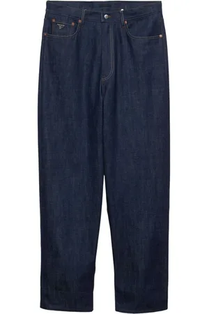 Prada Wide-Leg-Jeans mit Triangel-Logo