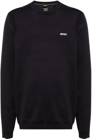 HUGO BOSS Gerippter Pullover mit Logo-Applikation