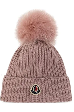 Moncler Gerippte Beanie mit Logo-Applikation