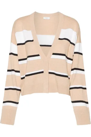 PESERICO SIGN Gestreifter Cardigan mit Perlen