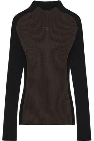 Courrèges Gerippter Pullover mit Logo-Stickerei