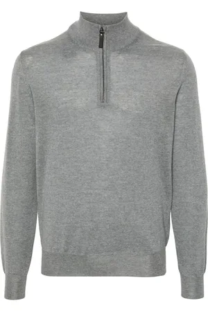 CANALI Melierter Pullover mit kurzem Reißverschluss