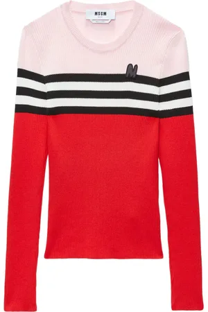 Msgm Gestreifter Pullover mit Logo-Stickerei