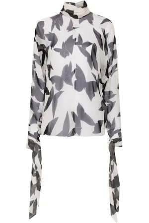 Saint Laurent Seidenbluse mit Schmetterling-Print