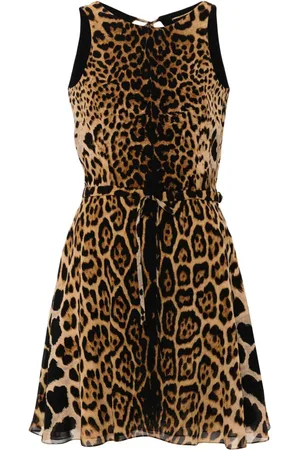 Saint Laurent Minikleid aus Seide mit Leoparden-Print