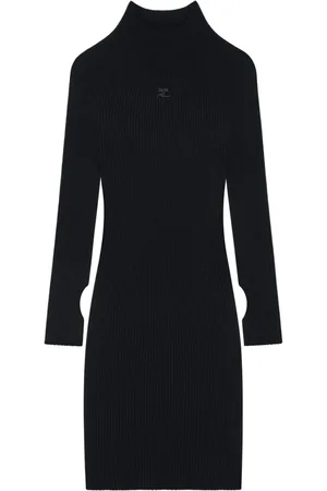 Courrèges Geripptes Strick-Minikleid