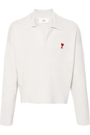 Ami Gerippter Pullover mit Spreizkragen