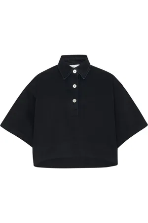 ROSETTA GETTY Cropped-Poloshirt aus Denim