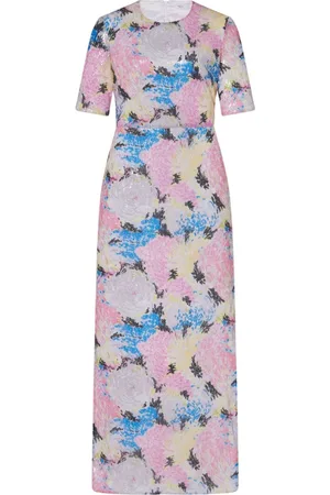 ROSETTA GETTY Pailletten-Maxikleid mit blumigem Motiv