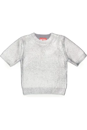 Diesel Geripptes Stricktop im Metallic-Look