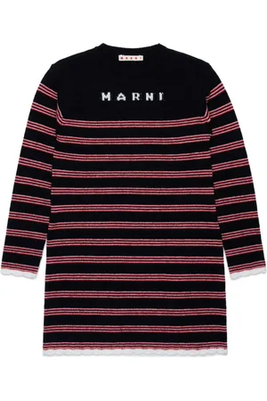Marni Gestreiftes Intarsienstrick-Kleid
