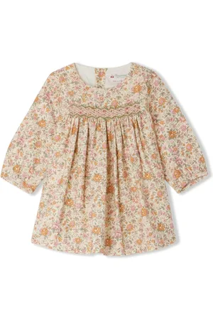 BONPOINT Gesmoktes Kleid mit Blumen-Print