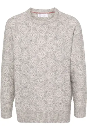 Brunello Cucinelli Gebürsteter Intarsien-Pullover